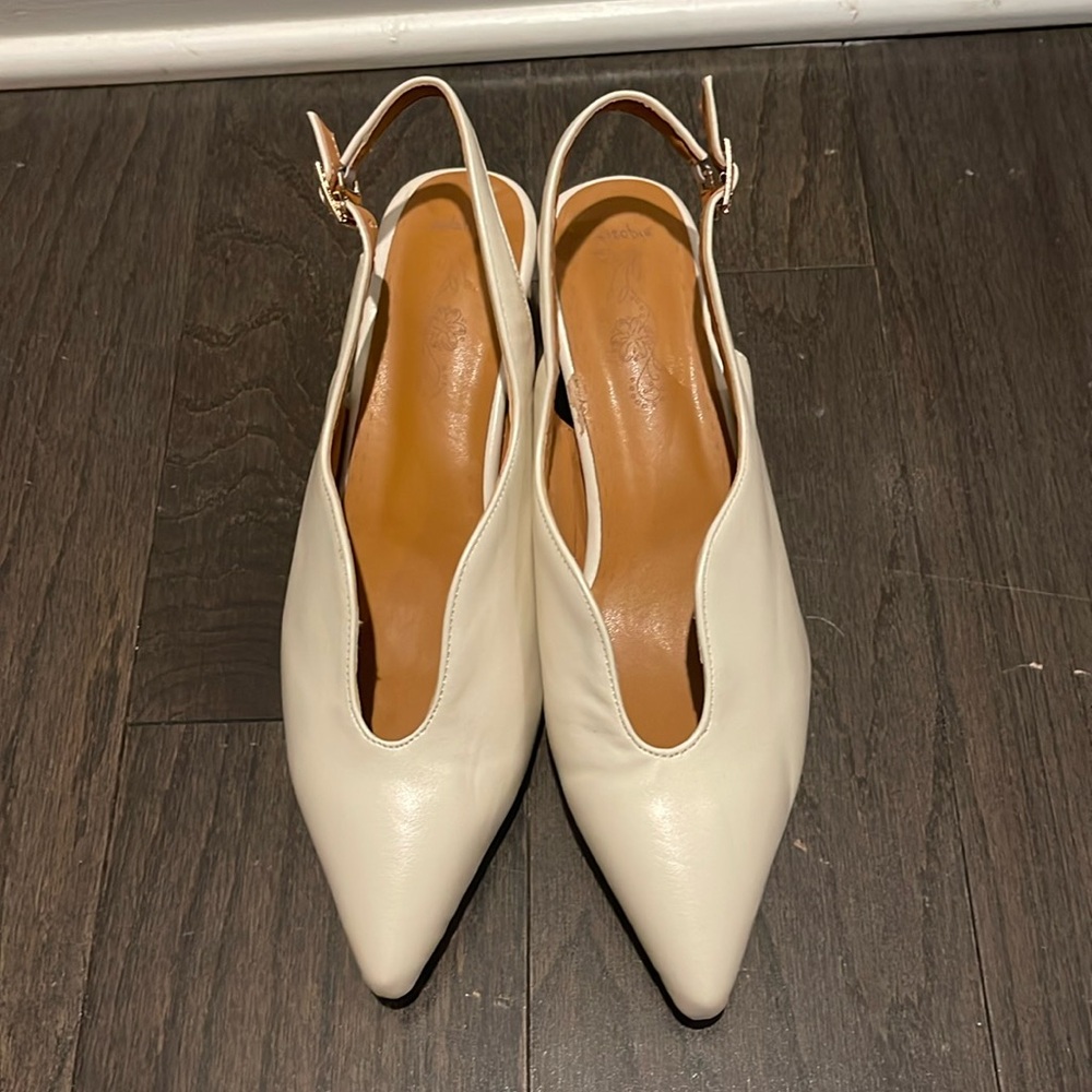 Cream block heel
